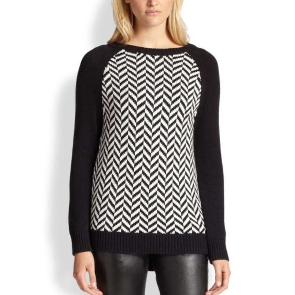 Michael Kors Knit Chevron Sweater Minimalist Career Winter Cozy